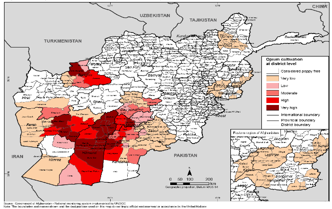 Source: UNODC and Govt. of Afghanistan, Ministry of Counter Narcotics, Afghanistan Opium Survey 2009.